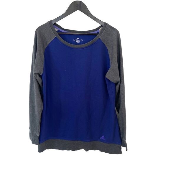 adidas Purple Grey Raglan Boatneck Climate Cotton Sweatshirt L - Picture 1 of 8